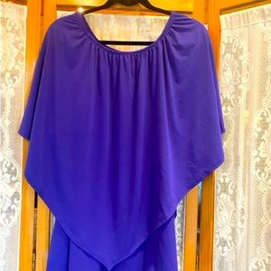 Liquid Knit Short Sleeve Peasant Top with Overlay